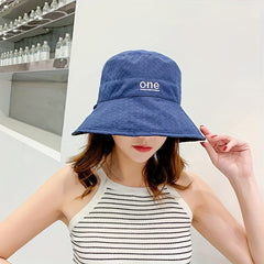 Embroidery Bucket Hat Casual Solid Basin Hat Lightweight Fisherman Cap