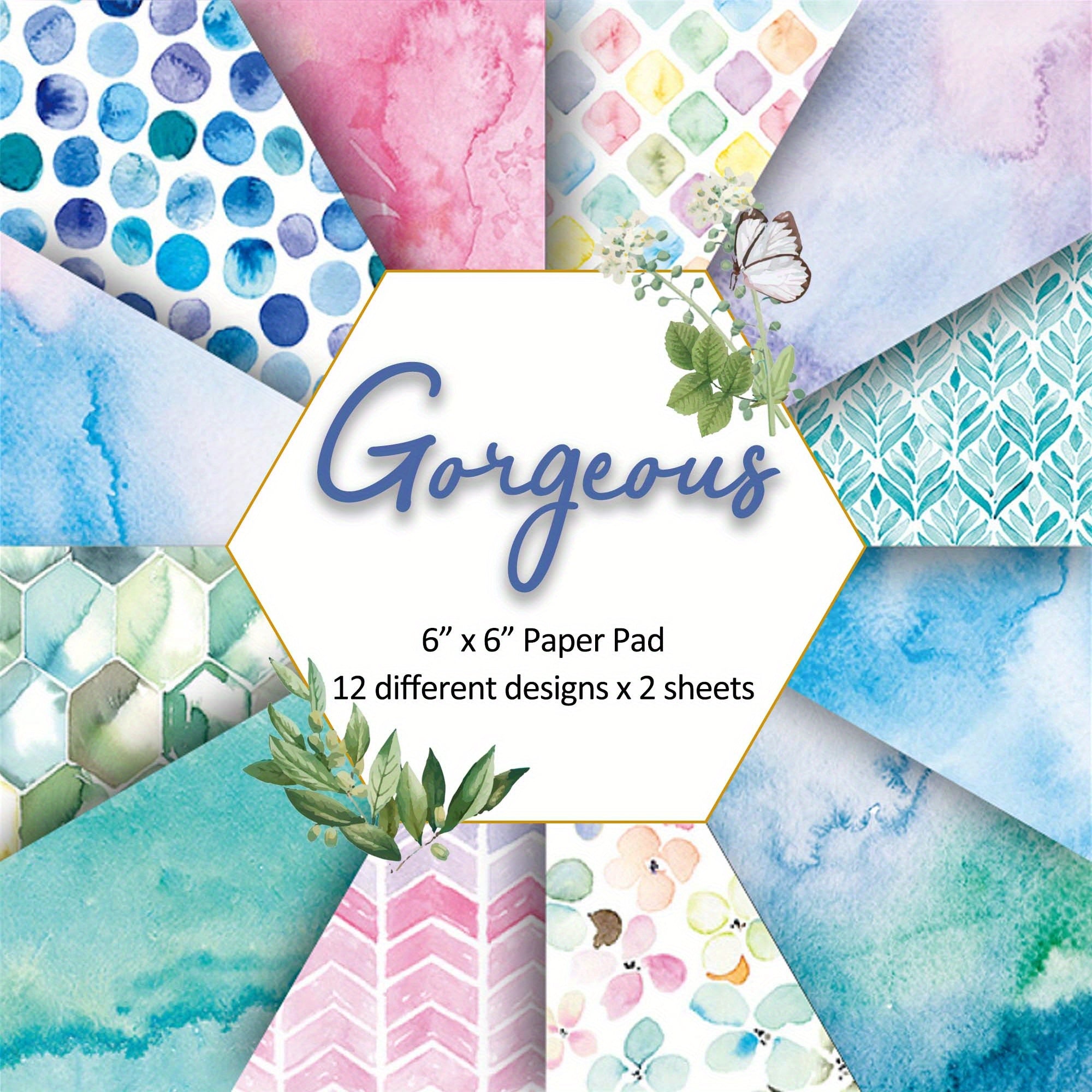 Watercolor Pattern Card Paper Pad 24 Sheets DIY Scrapbooking Supplies