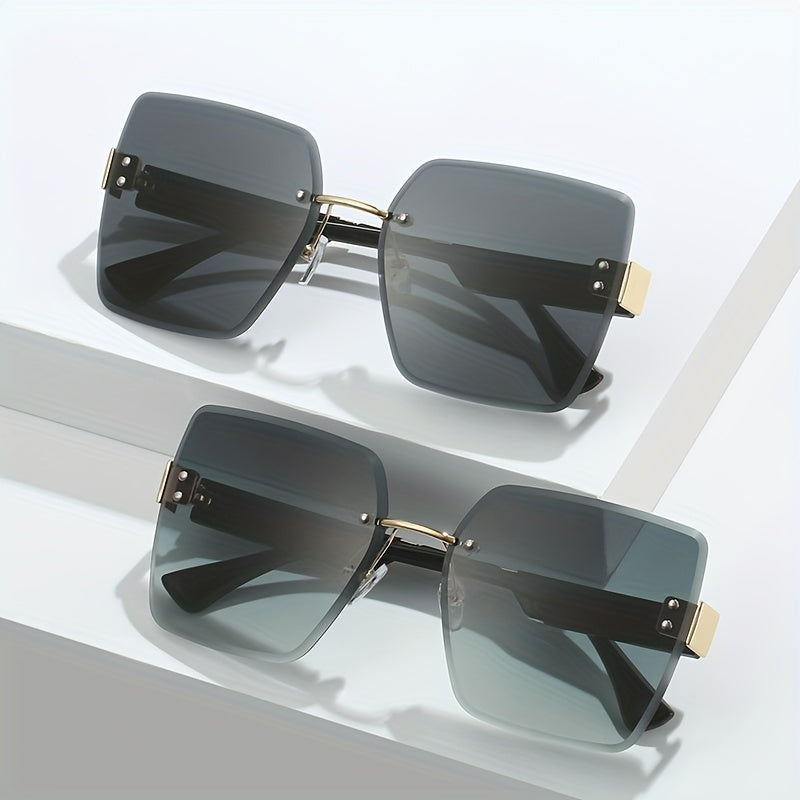 Rivet Decor Gradient Sunglasses UV400 with Case