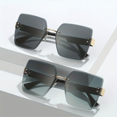 Rivet Decor Gradient Sunglasses UV400 with Case