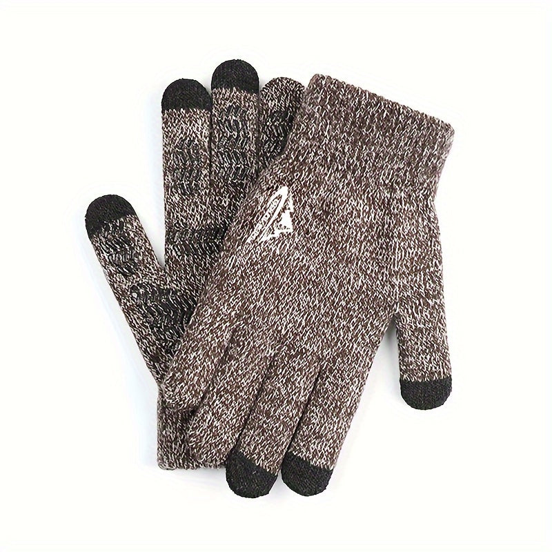 Thickened Knitted Touch Screen Gloves, Outdoor Non-slip Cycling Gloves