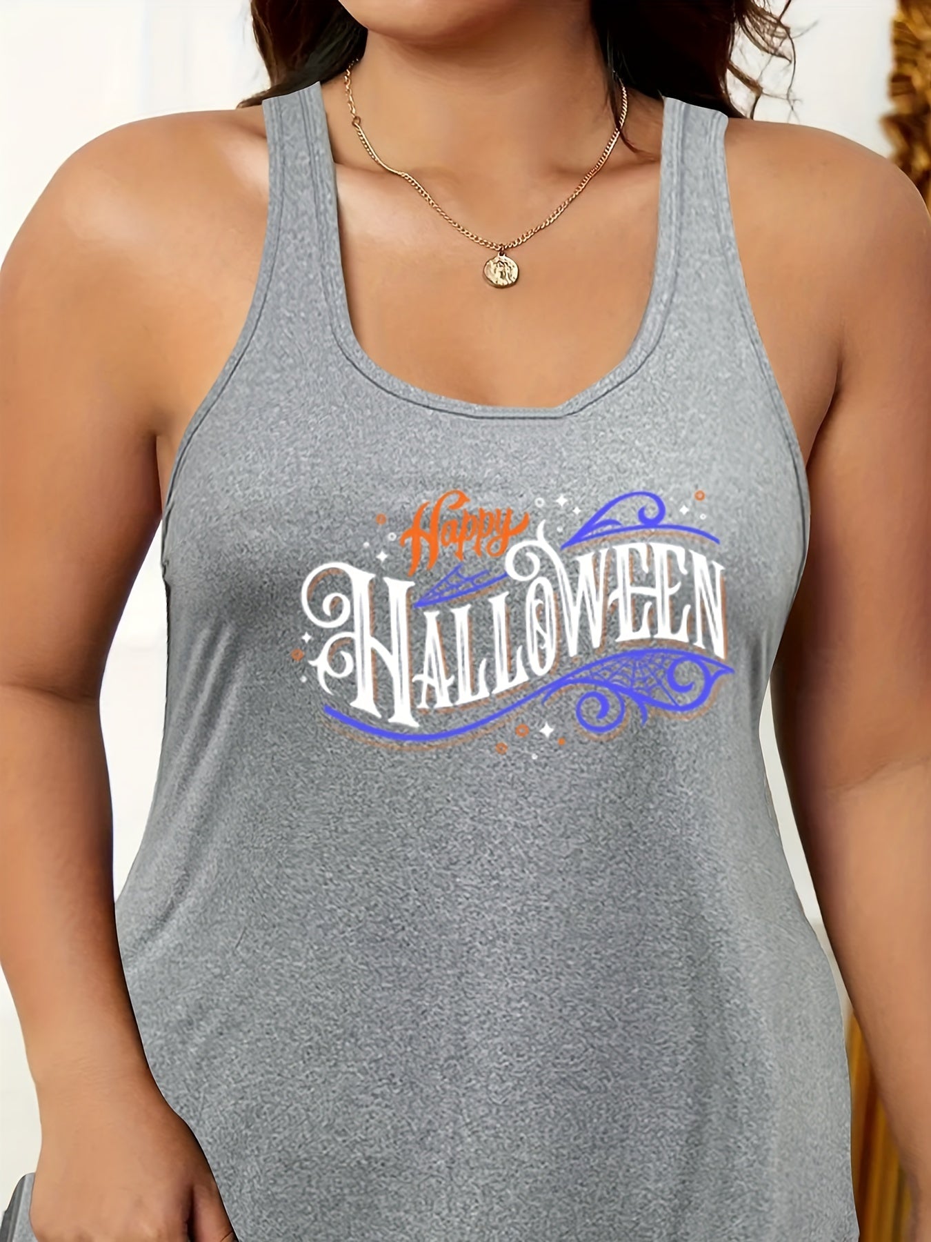 Halloween Nightdress Women's Letter Print Tank Sleep Dress