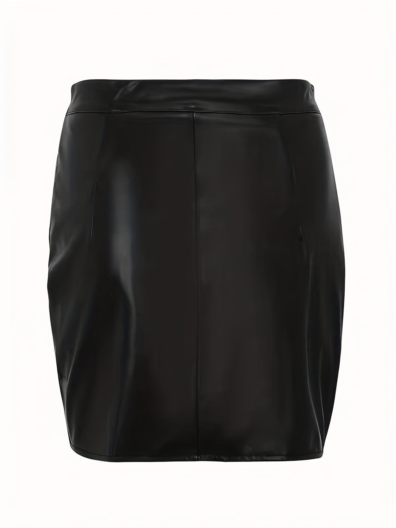 PU Leather Bodycon Pencil Skirts Side Split Mini Skirts