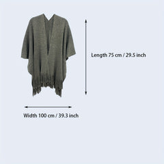 Gray Knit Shawl Tassel Sparkly Wrap Women's Poncho Cape Open Front Cardigan