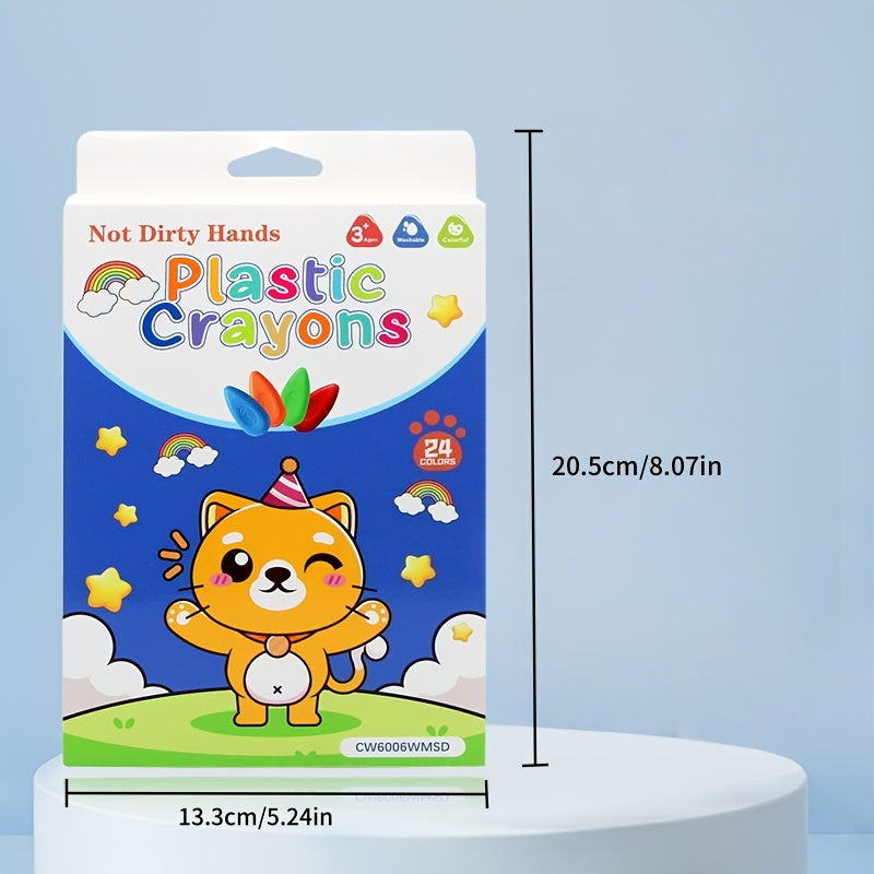24 Colors Washable Non Toxic Water Soluble Crayons for Kids Mess Art Supplies