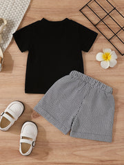 Boys Casual Mama Is My Girl T Shirt & Striped Shorts Set for Summer