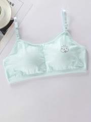 4pcs Girls Bra Stretchy Bralette Adjustable Straps Cat Print 3pcs Cami Bra
