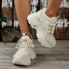 Platform Chunky Sneakers Height Increased Lace Up Casual Dad Shoes