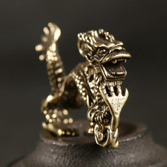 Chinese Dragon Brass Keychain Pendant DIY Copperware Decoration