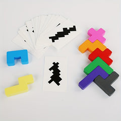 3D Wooden Shadow Matching Puzzle Colorful Cube Brain Teaser