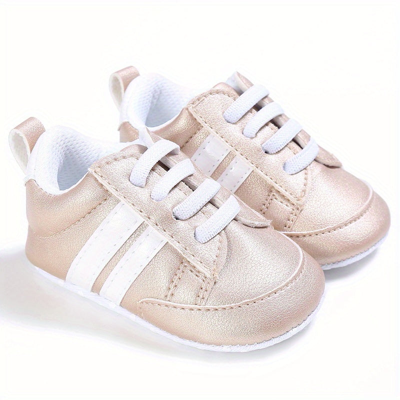Striped Crib Shoes for Baby Boys & Girls Lightweight Non Slip First Walkers