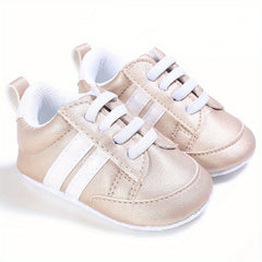 Striped Crib Shoes for Baby Boys & Girls Lightweight Non Slip First Walkers