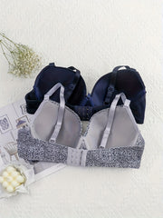 2 Pack Plus Size Leopard Print Bras Set Padded Molded Cup 2pcs Set