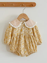 Puffy Sleeve Button Baby Girls Rompers Newborn Bodysuit
