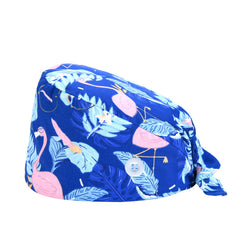 Cartoon Print Work Hat Adjustable Nurse Hat With Buttons Elastic Scrub Cap