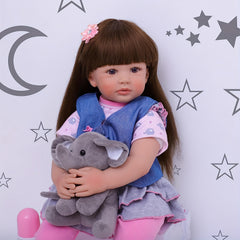 22 Inch Reborn Silicone Real Baby Toddler Doll Soft Reborn Girl Doll