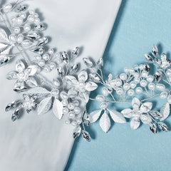 Flower Charm Rhinestone Headband Bridal Hair Styling Accessory