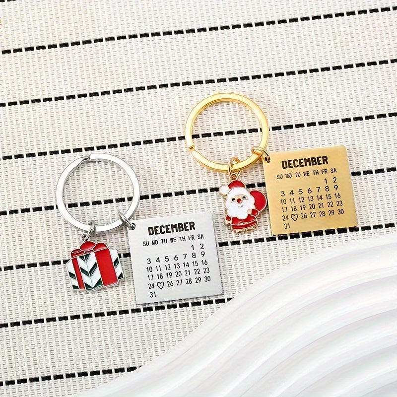 Santa Claus Christmas Calendar Key Chain Bag Purse Car Key Pendant Gift