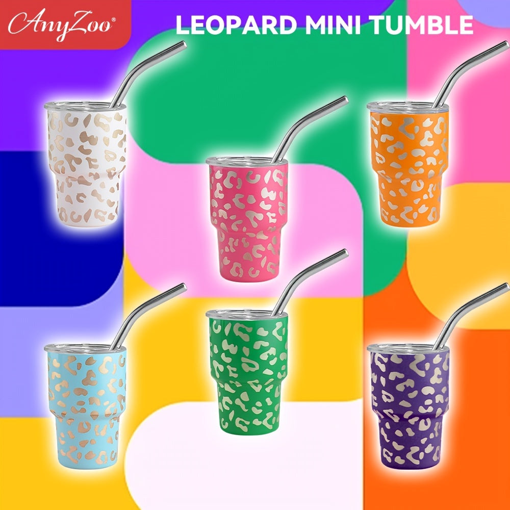 Anyzoo 2oz Leopard Ice Water Bottle BPA Stainless Steel Small Capacity