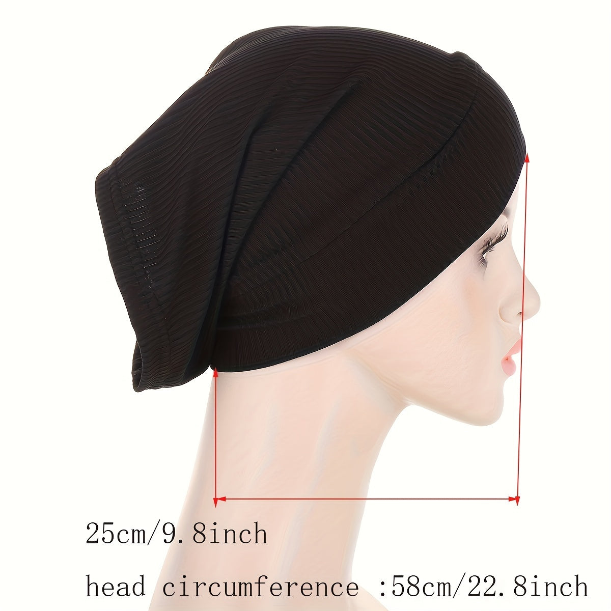 Solid Striped Inner Hijab Hat Soft Elastic Knit Beanie Women Turban