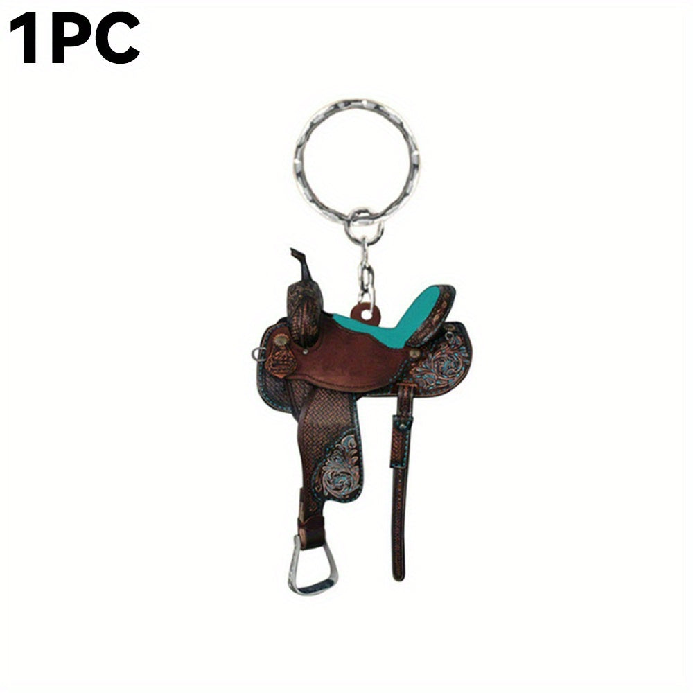 Western Cowboy Saddle Keychain Rearview Mirror Decoration
