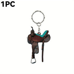 Western Cowboy Saddle Keychain Rearview Mirror Decoration