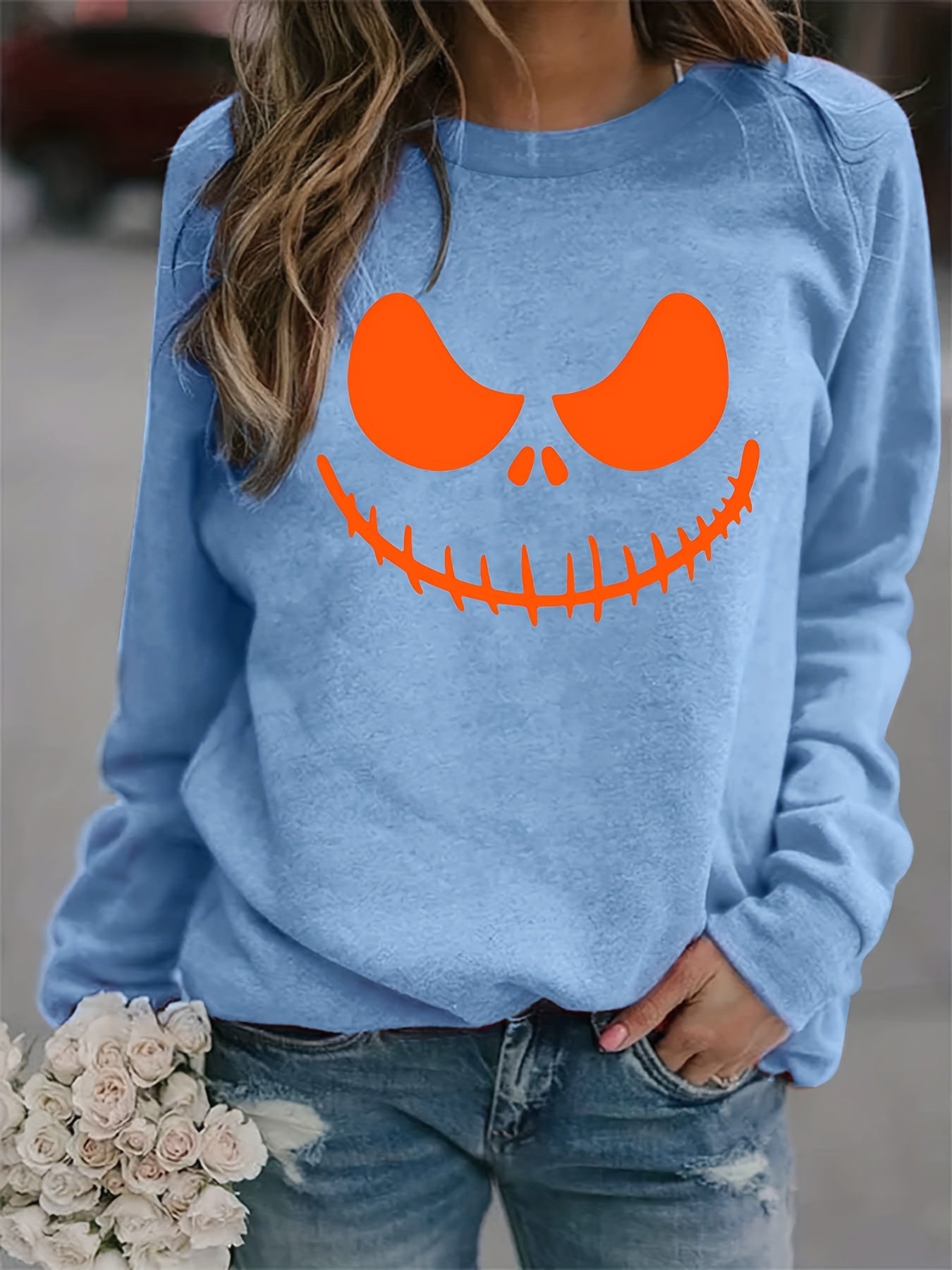 Halloween Jack O' Lantern Print Sweatshirt