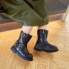 Vintage Casual Zipper Boots For Girls