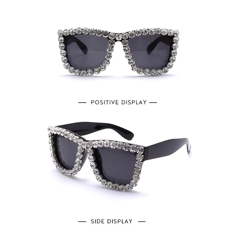 Oversize Rhinestone Frame Sunglasses UV Protection