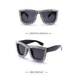 Oversize Rhinestone Frame Sunglasses UV Protection