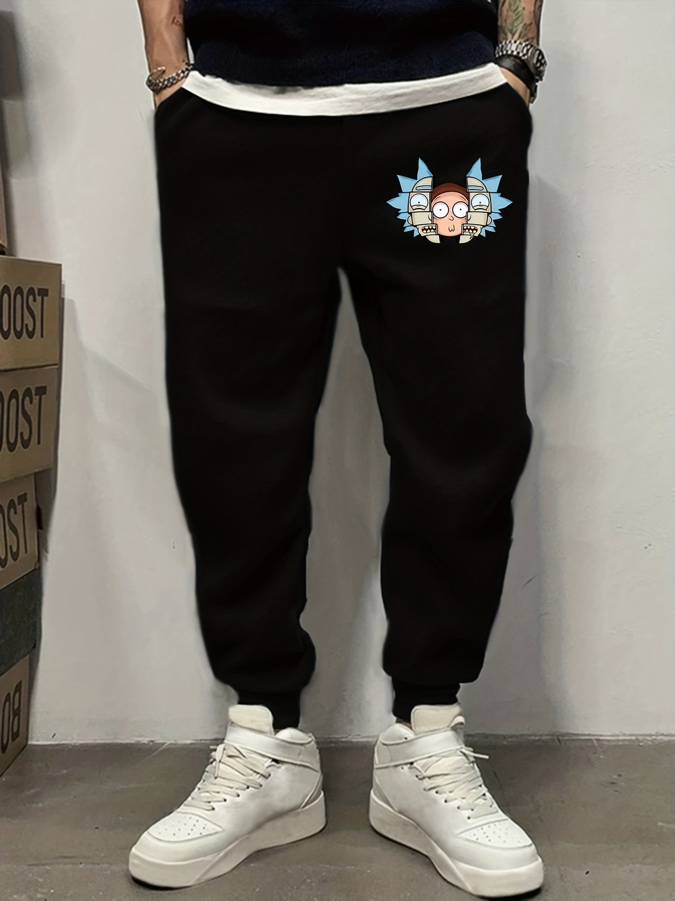 Cartoon Pattern Print Men's Jogger Pants With Pockets