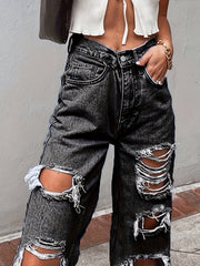 Distressed Wide Leg Jeans Women's Denim Jeans