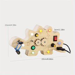 Montessori Toddler Wooden LED Dinosaur Busy Board