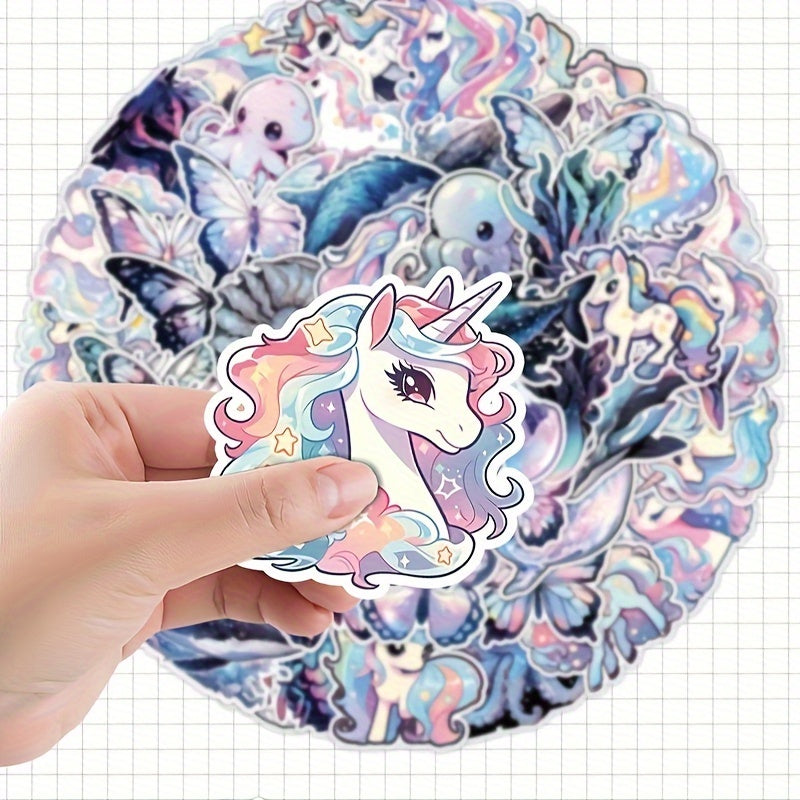 50pcs Cartoon Unicorn Series Graffiti Stickers for Laptop Water Cup Decoration