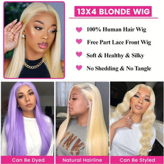 613 HD Lace Front Wig Human Hair 13x4 Straight Blonde Lace Front Wigs