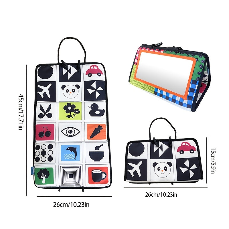 High Contrast Belly Time Mirror Toy & Sensory Crepe Cloth Book for Kids