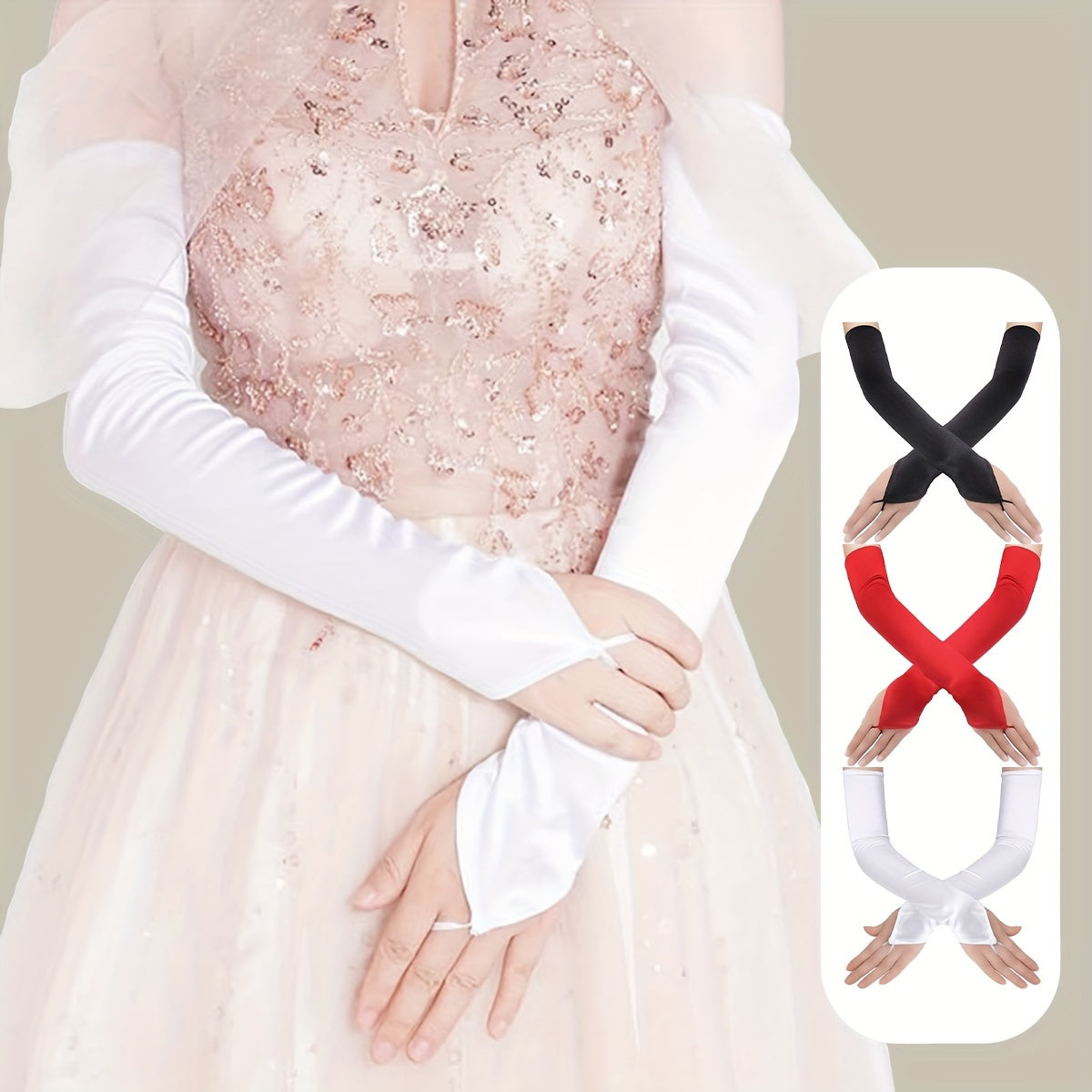 D EXCEED Women's Long Fingerless Sheer Gloves for Weddings and Events