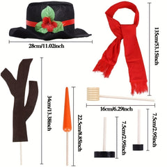 16pcs Snowman Dressing Up Kit Hat Scarf Hands Eyes Button Snowman Decoration Set