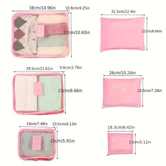 6PCS Travel Clothes Storage Bag Underwear Packing Cube Organizer