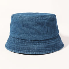 Denim Washed Bucket Hat Lightweight Solid Basin Hat Casual Sunshade