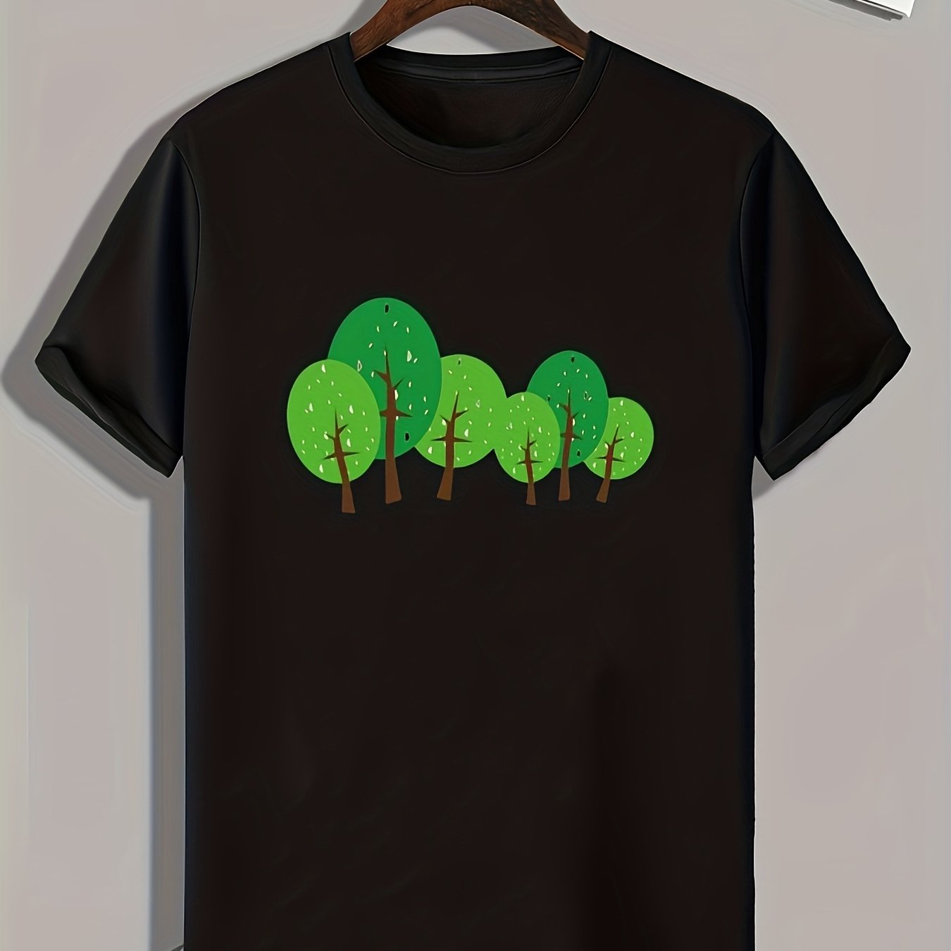 Cartoon Trees Pattern Print Men's Sports T-shirt