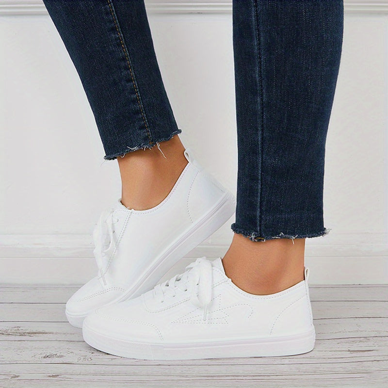 Women's Umbrella Pattern Skate Shoes Lace Flat Shoes Solid Low Top Walking Shoes