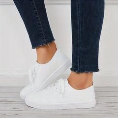 Women's Umbrella Pattern Skate Shoes Lace Flat Shoes Solid Low Top Walking Shoes