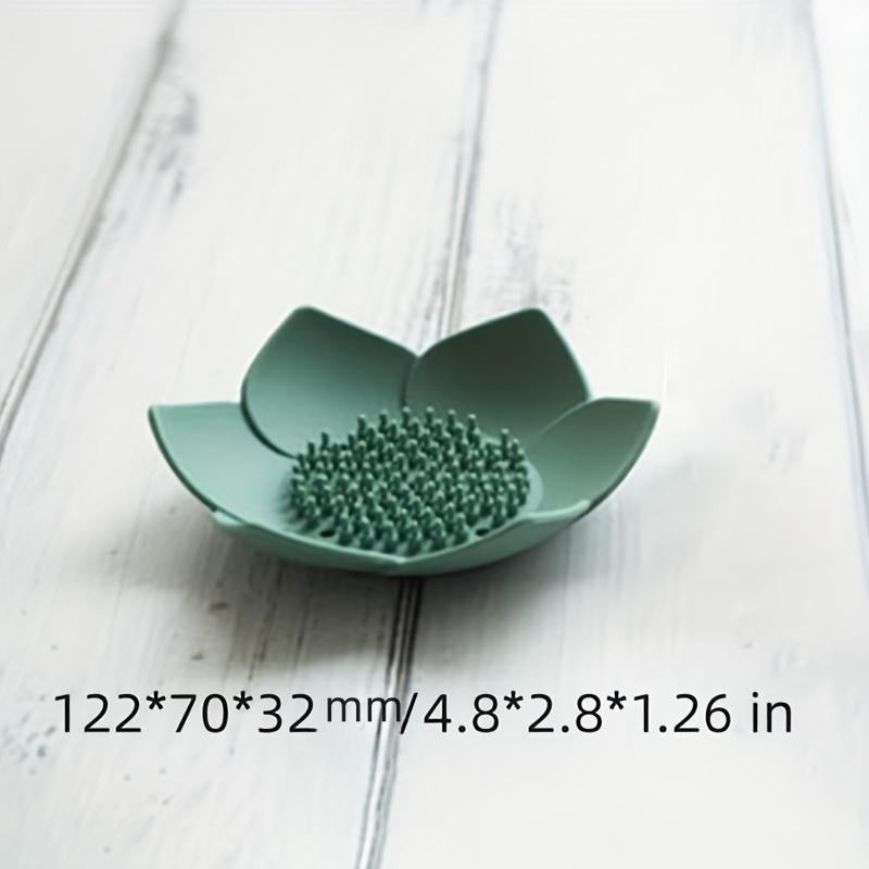 Lotus Shape Silicone Soap Box Non Slip Portable for Draining Soap Tray