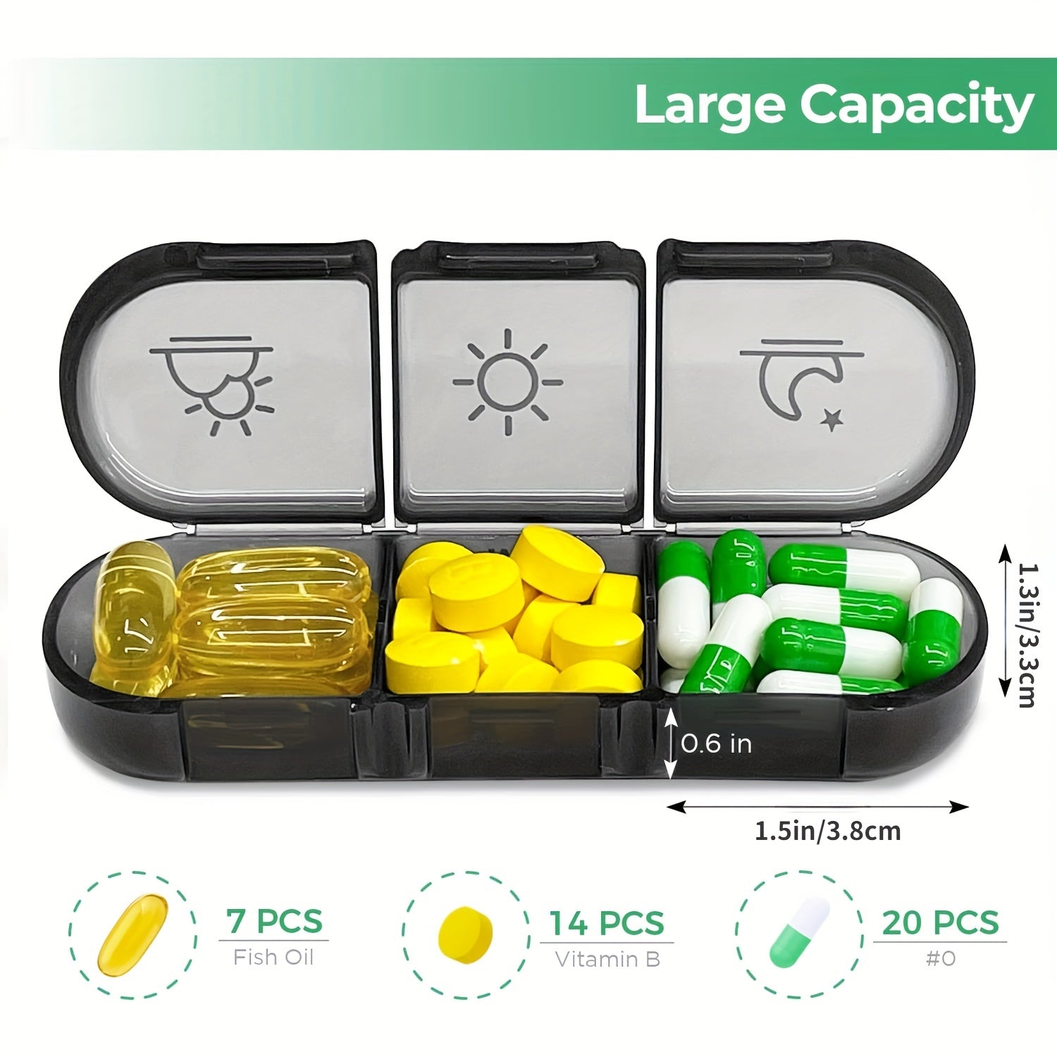 Portable 7-Day Pill Organizer with Light-Proof Containers