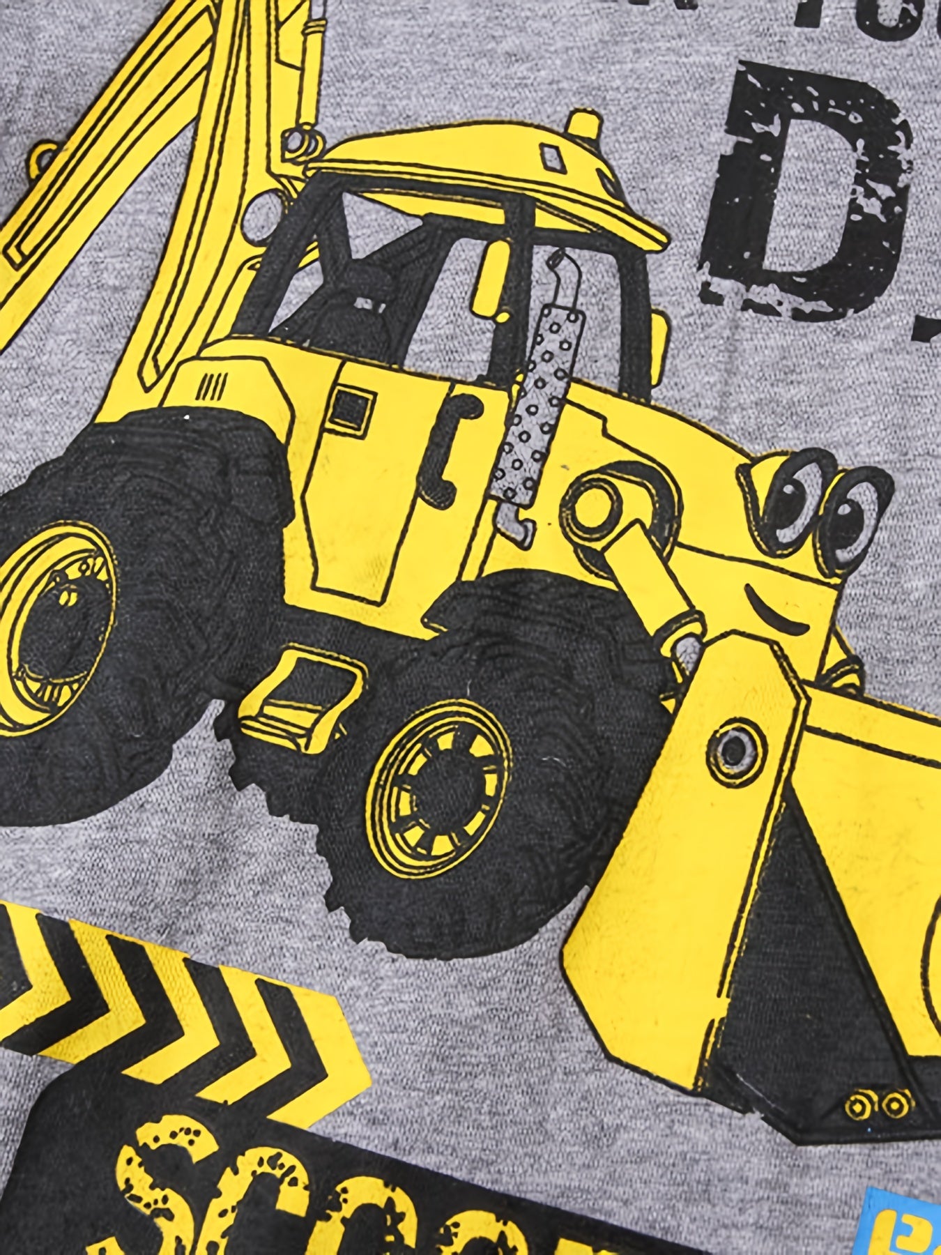 Boys Excavator Print Pajamas Set - Long Sleeve Top & Pants