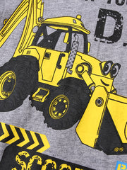 Boys Excavator Print Pajamas Set - Long Sleeve Top & Pants