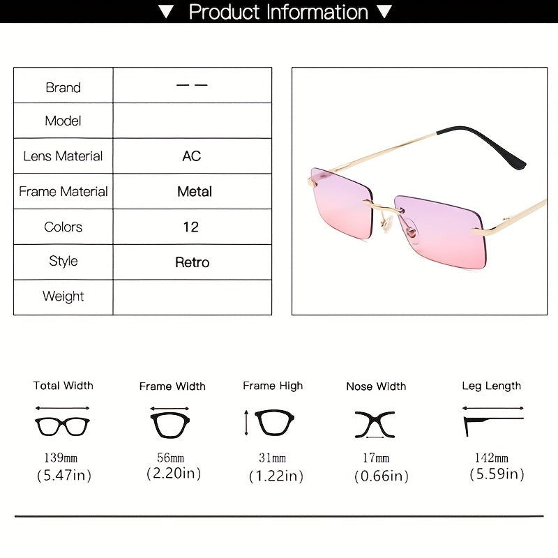 Tinted Lens Sunglasses Rectangle Glasses UV Block