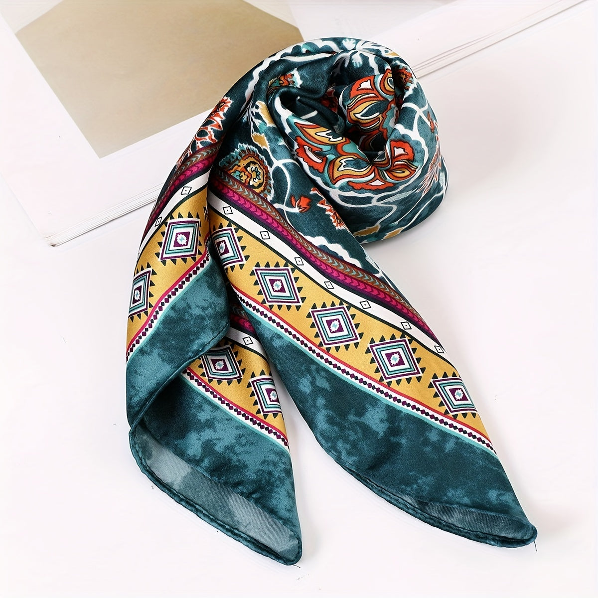 Tie Dye Square Scarf Vintage Paisley Print Neckerchief Casual Head Wraps Bandana
