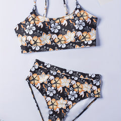 Floral Print Plus Size Tankini Set Women's 2 Piece Swimsuit